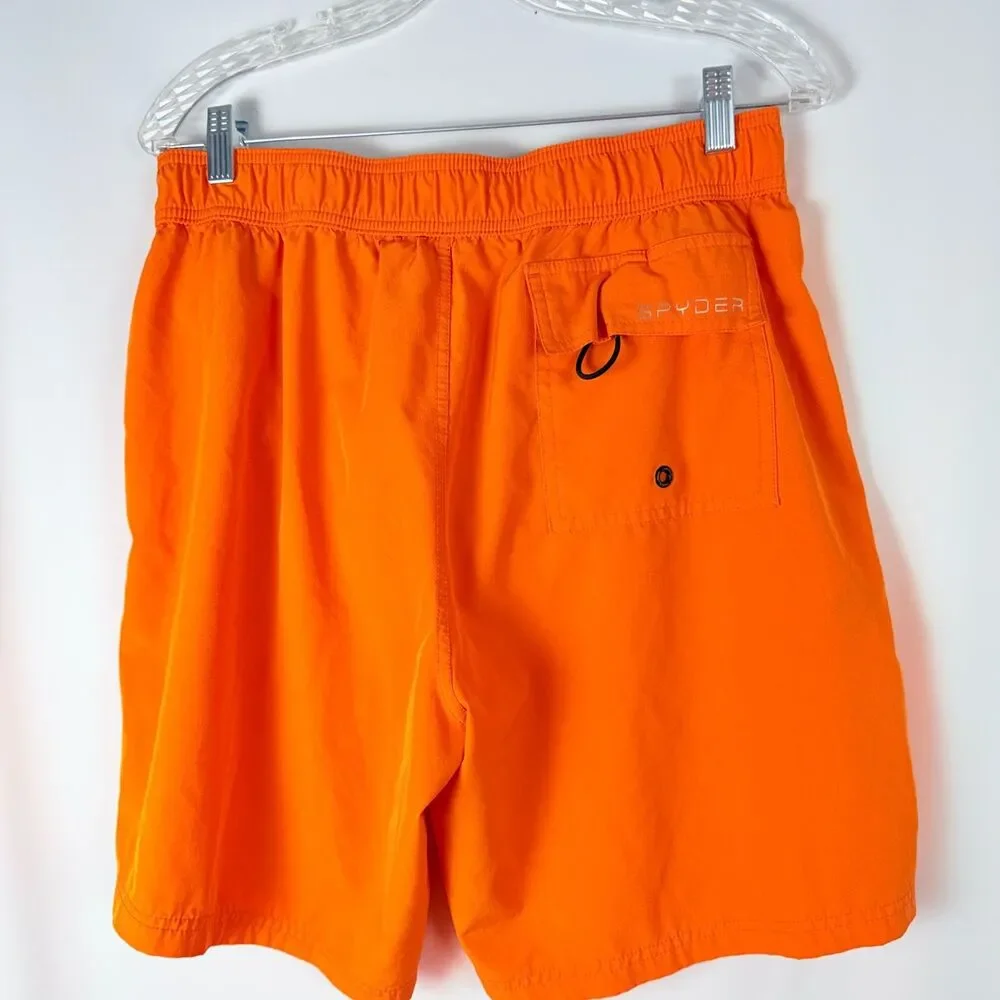 Spyder Boys Board XL Shorts Swim Sand Sun Trunks Orange Neon Print Tie Waist